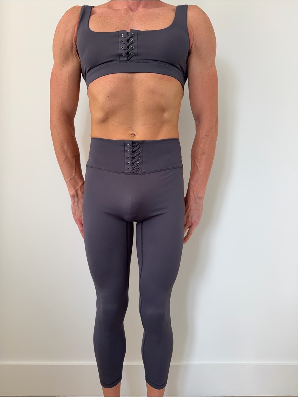 FRN blue Yoga Top & Leggings Set Nylon Size S